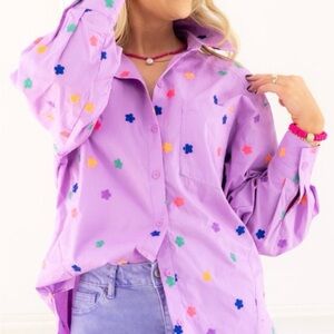 Jodifl Long Sleeve Floral Lavender Button-Up Shirt